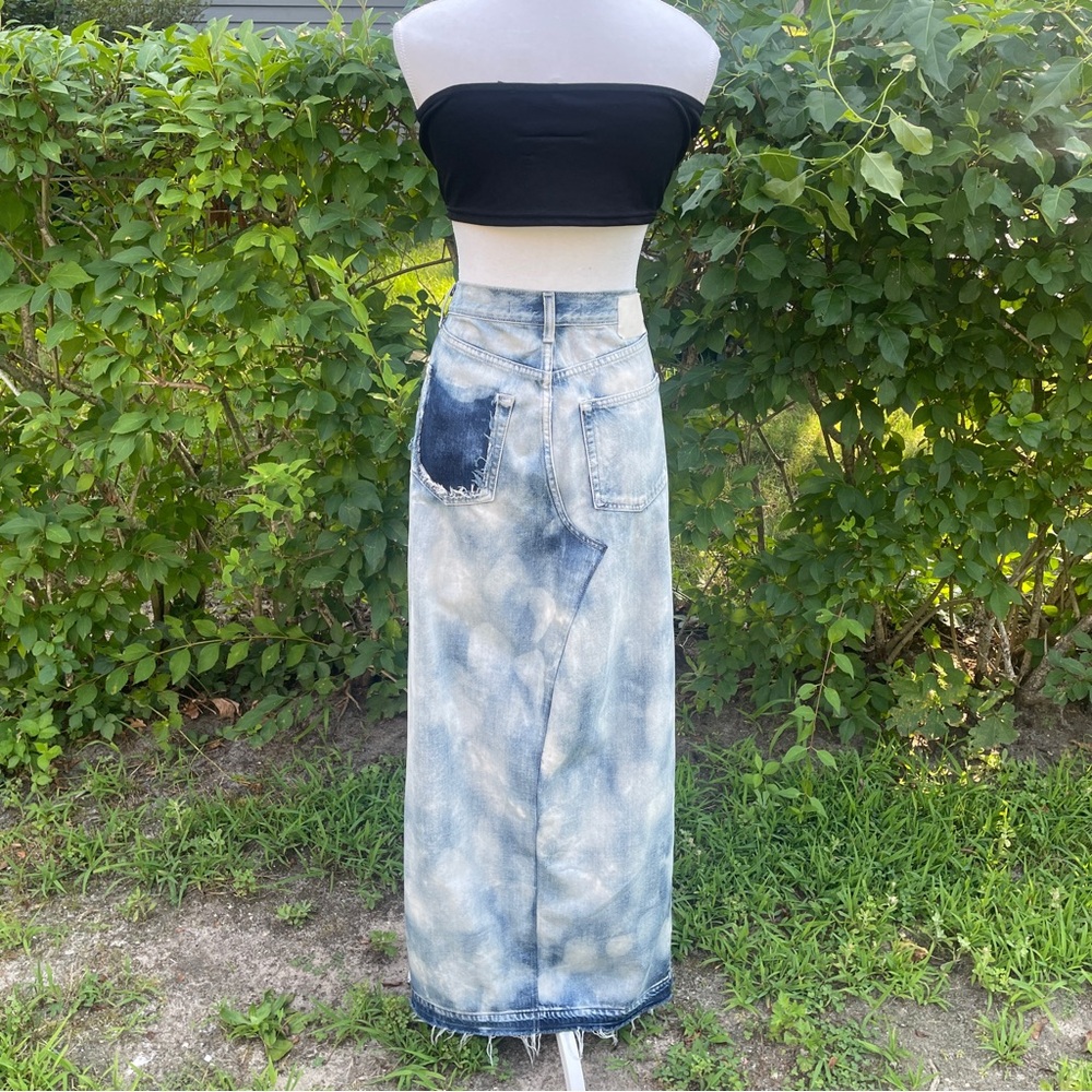 GRLFRND Bianca Reconstructed Split Hem Maxi Jean Skirt in Marble Hill - Picture 11 of 16